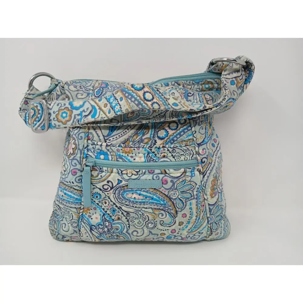 VERA BRADLEY Blue Daisy Dot Paisley Shoulder Strap Purse Bohemian Blue Luxury